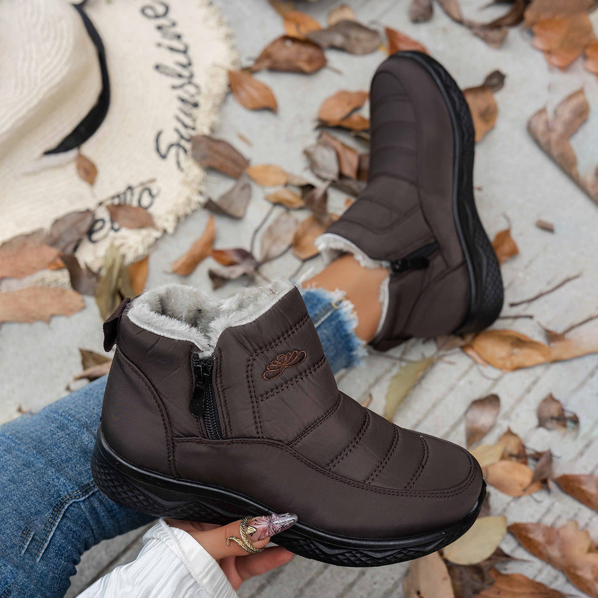 Bottines élégantes et chaudes avec semelle antidérapante pour femmes
