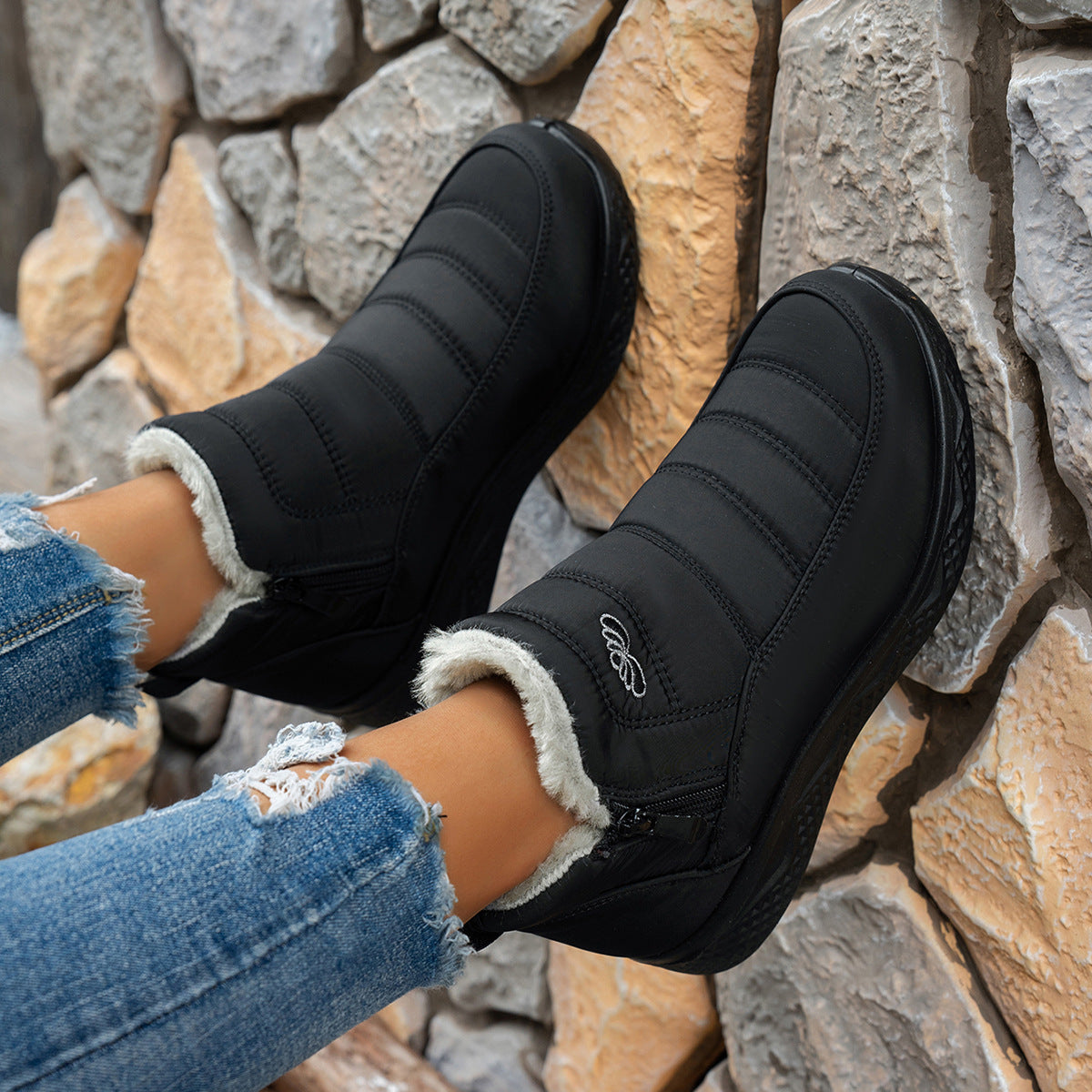 Bottines élégantes et chaudes avec semelle antidérapante pour femmes