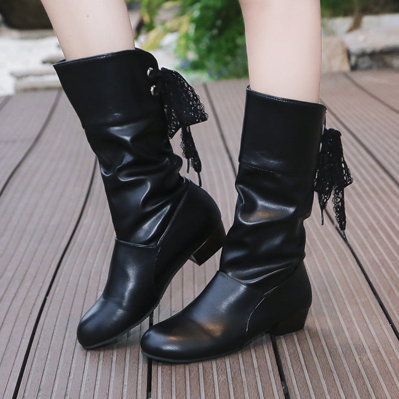 Bottes Mi-Mollet à Talon Bas avec Bride Arrière – Élégance et Confort