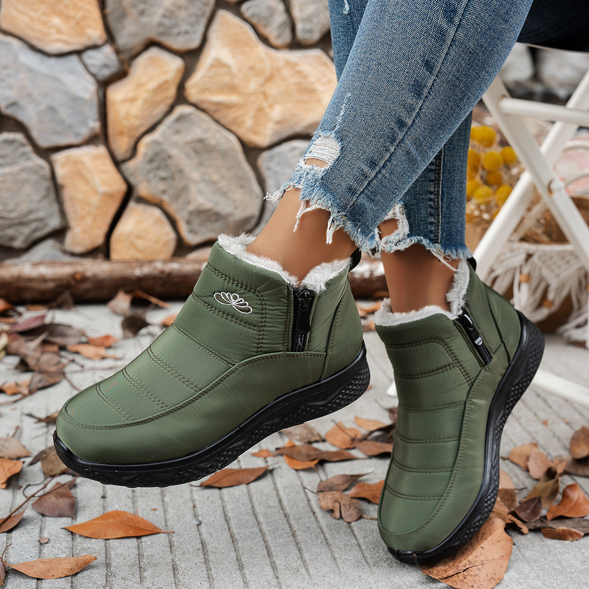 Bottines élégantes et chaudes avec semelle antidérapante pour femmes