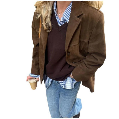 MCCKLE chic suede blazer